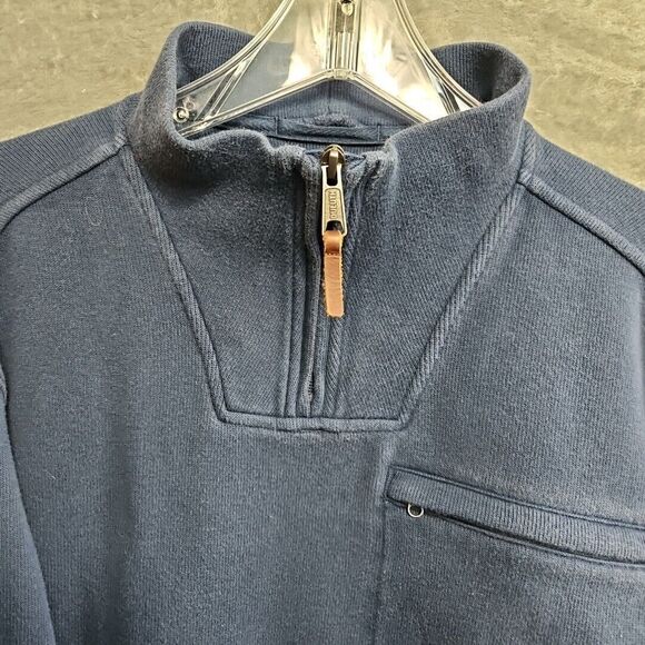 Duluth Trading Co 1/4 Zip Men's lg Pullover Knit Long Sleeve Sweater Navy Blue - Picture 8 of 11